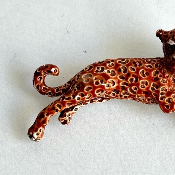 Vintage Leopard Cheetah Brooch Jaguar Pin Retro 60s Figural Animal Jungle - Picture 8 of 10